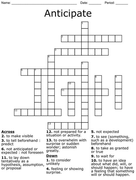 crossword anticipate|anticipating 10 letters.